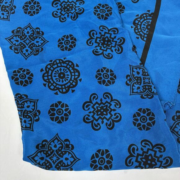 Christian Dior Vintage Silk Scarf 35"x35" Blue Black Mediterranean Print - Picture 4 of 6